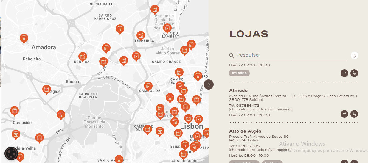 Localização de lojas